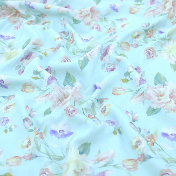 Linen Viscose Print Fabric - Dressmaking Linen Mix - Charlotte Floral