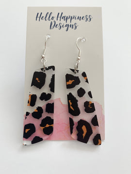 Acrylic Leopard Bar Earrings