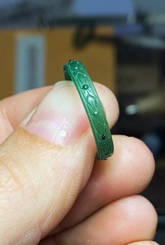 Final stage of a lost wax ring carving