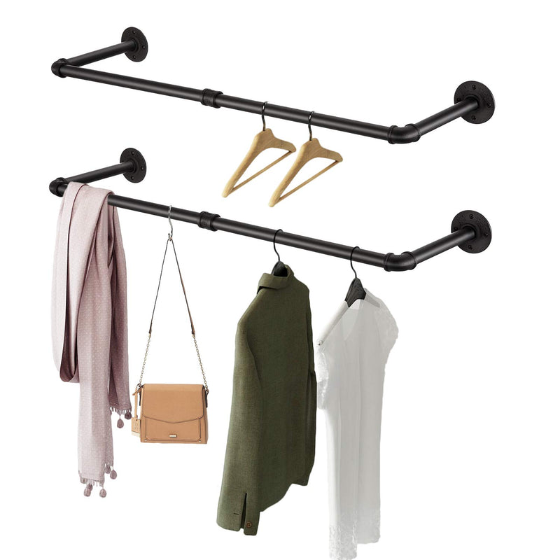 Greenstell Industrial Pipe Wall Mount Clothes Rack Black (36*10 in)