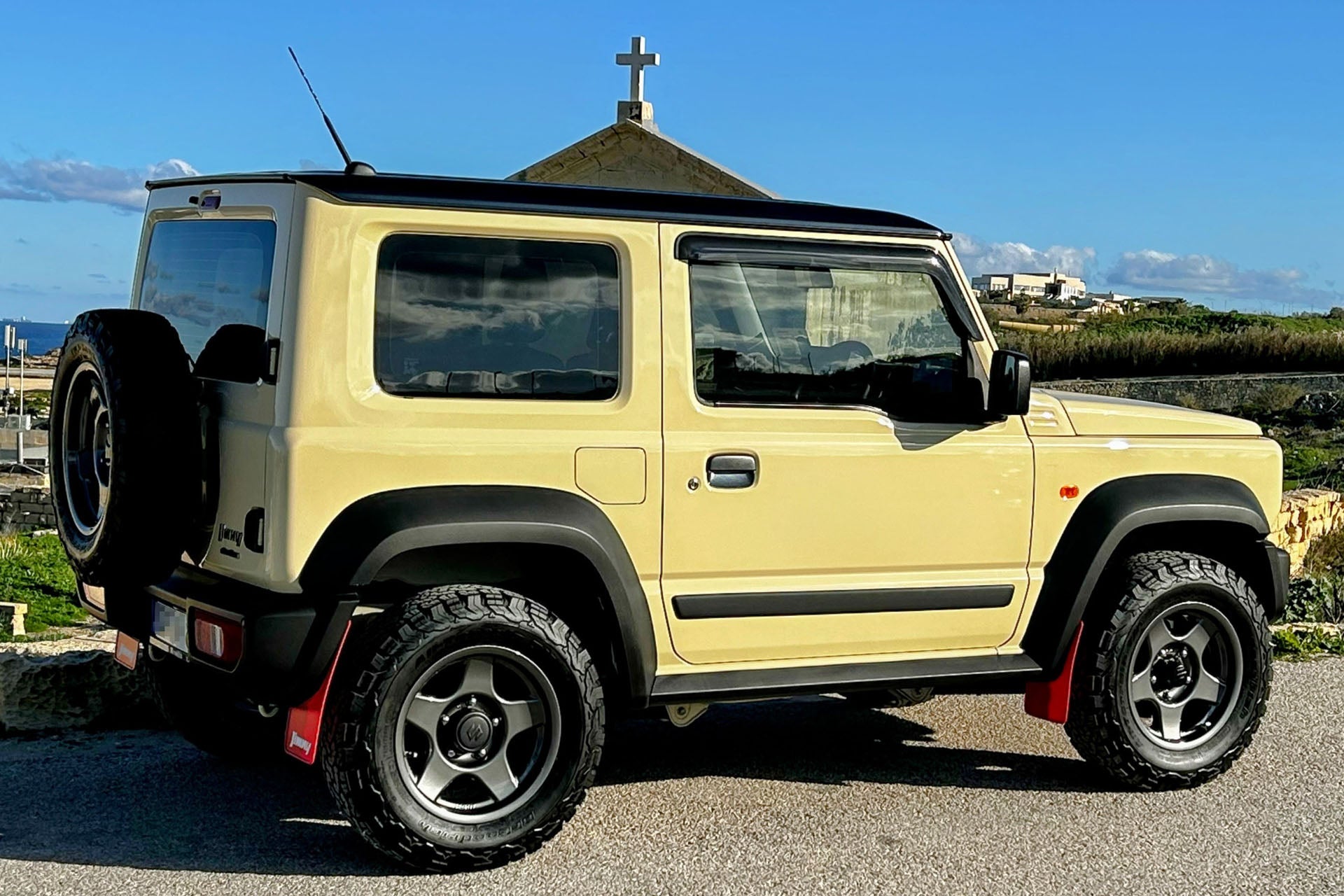 Chiffon Ivory Suzuki Jimny fitted with 16" Bradley V Wheels