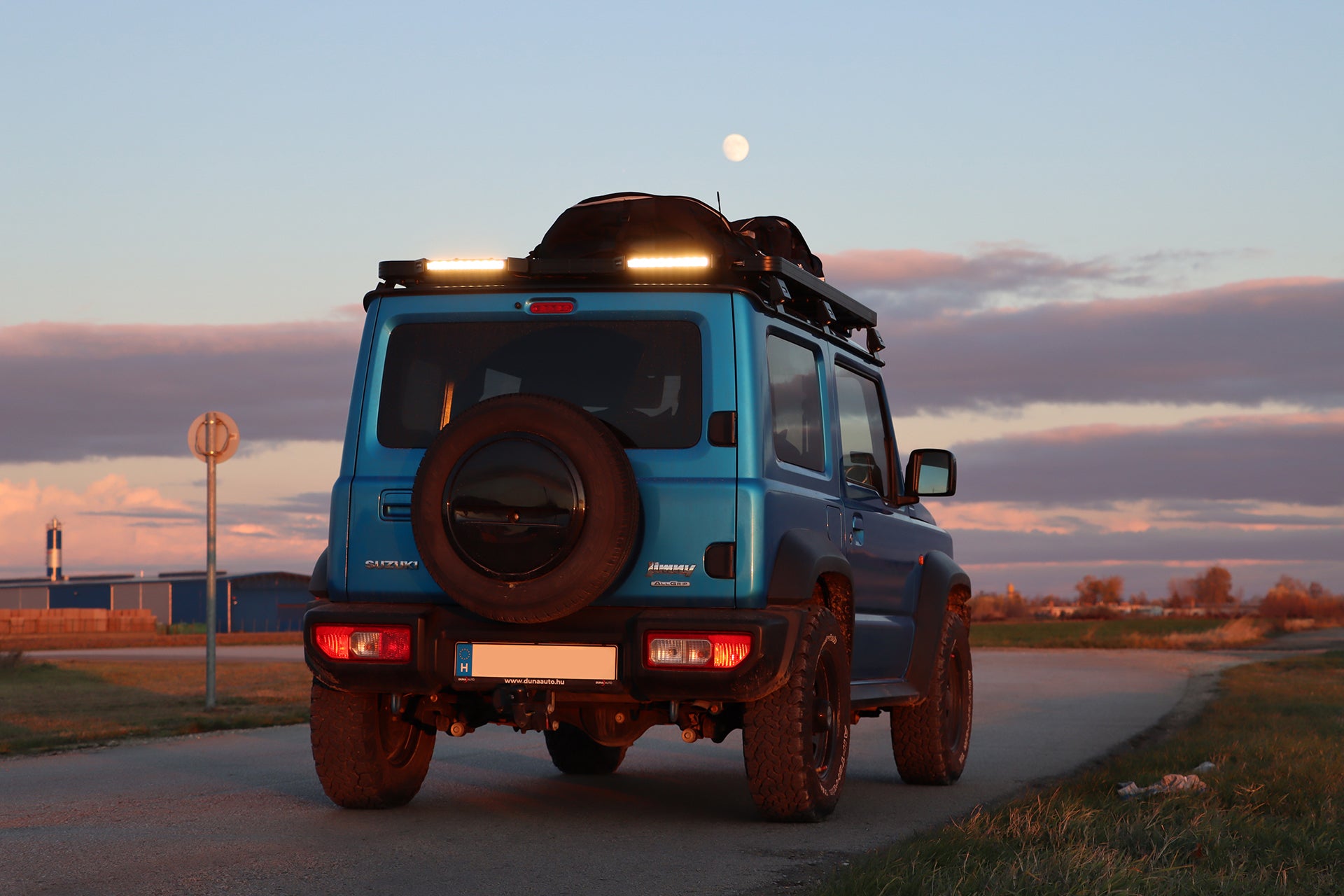 Suzuki Jimny with Front Runner Roof Rack and Roof Rack Light Bars Supplied by Street Track Life JimnyStyle