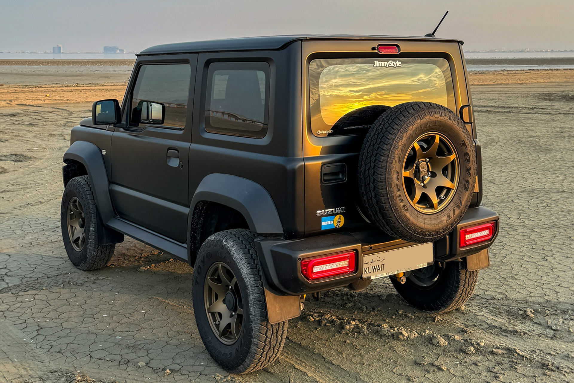 Suzuki Jimny with JimnyStyle LED Tail Lights and HIGH PEAK 16" J-02 Wheels in Matte Bronze for Suzuki Jimny Supplied by Street Track Life JimnyStyle