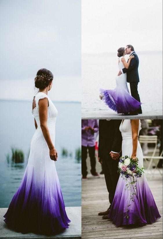 Colored Wedding Dresses Purple And White Wedding Dress Ombre Wedding Classygown 5475