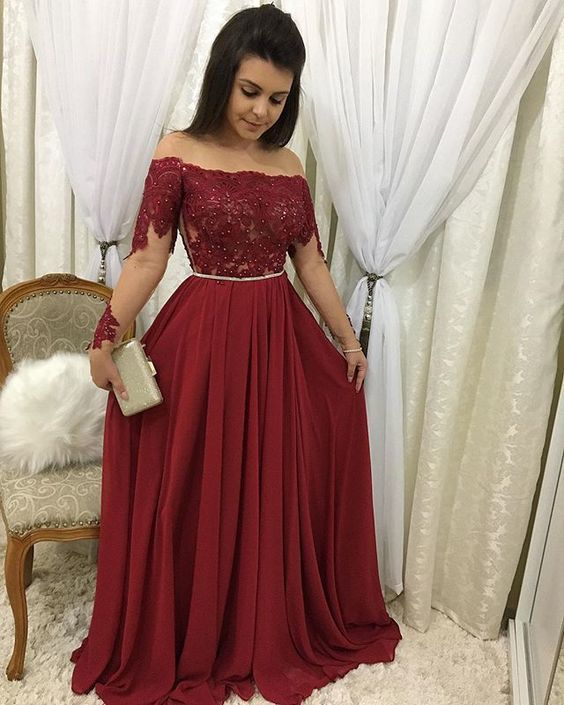 Off Shoulder Long Sleeve Prom Dresses cg11653 – classygown