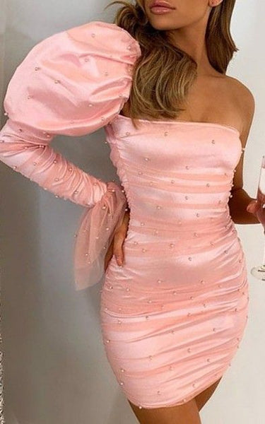 pink tight short dress
