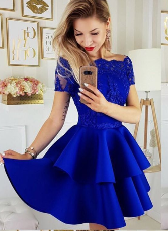 Beautiful Cute A Line Off the Shoulder Royal blue homecoming dress cg2 ...