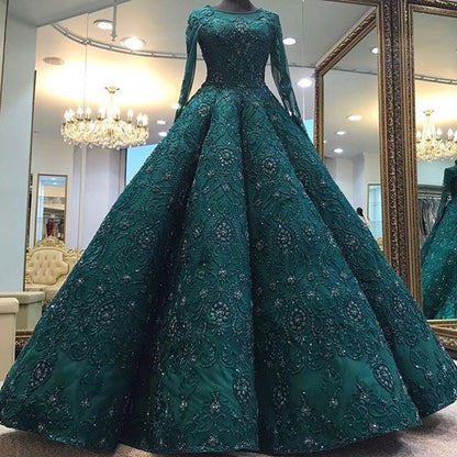 green A Line Long Prom Dress ball gown dress cg22215 – classygown