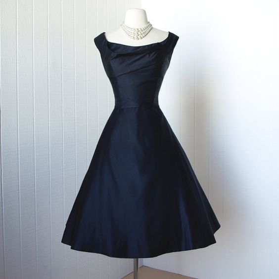 1950S Vintage Dress, Navy Blue Gowns, Mini Short Homecoming Dress cg23 ...