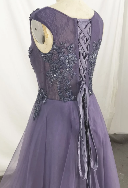 Grey-Purple High Low Party Dress, Cute Handmade Prom Dress cg2634 ...