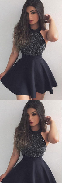 Black Homecoming Dress, Short Mini 