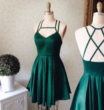 Emerald Homecoming Dress,Short Party Dress,Green Straps Formal Dress,V neck Short homecoming Dress cg905