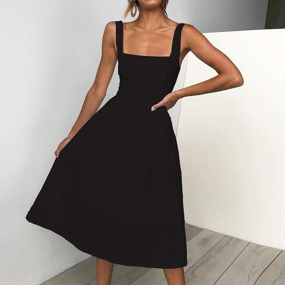 Square Neck Sleeveless Black Homecoming Dress Cg9998 – Classygown