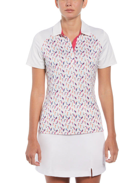 Womens Birdie and Eagle Print Golf Polo