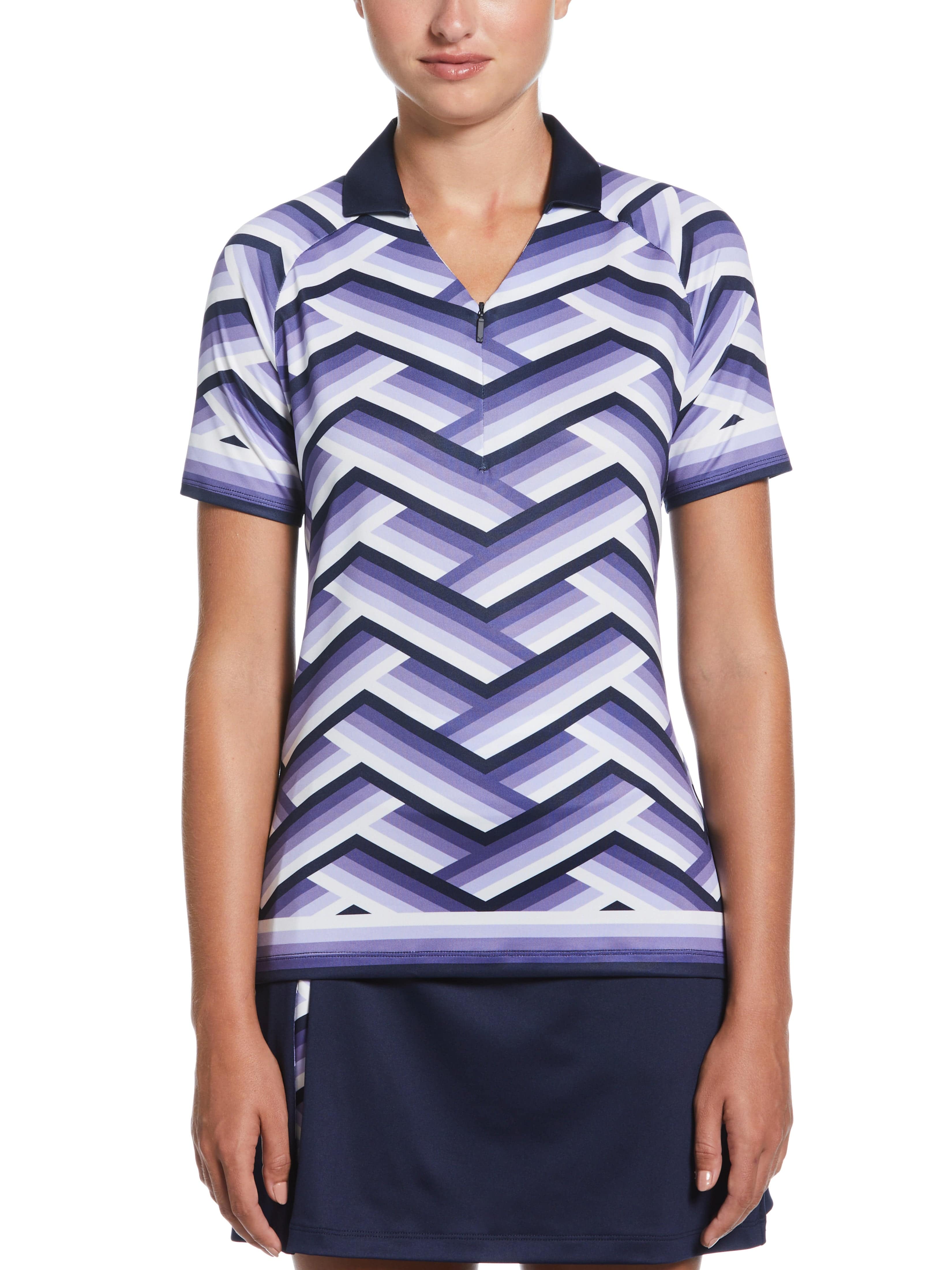 Womens Gradient Stripe Short Sleeve Golf Polo