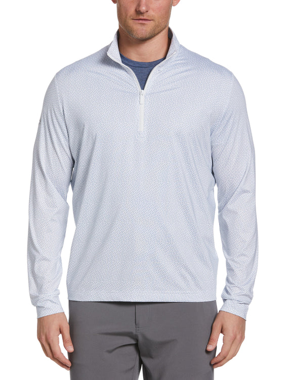 Mens Micro Trademark Geo Print Sun Protection 1/4 Zip Golf