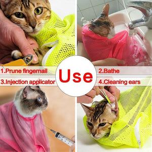 Adjustable Mesh Polyester Cat shower bag