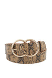 Hot Trendy Python Pattern Double Ring Buckle Belt