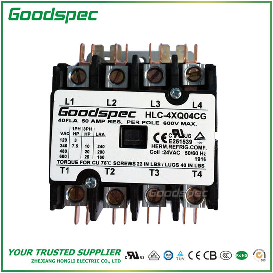 HLC-4XQ04CG(4P/40A/24V) DEFINITE PURPOSE CONTACTOR