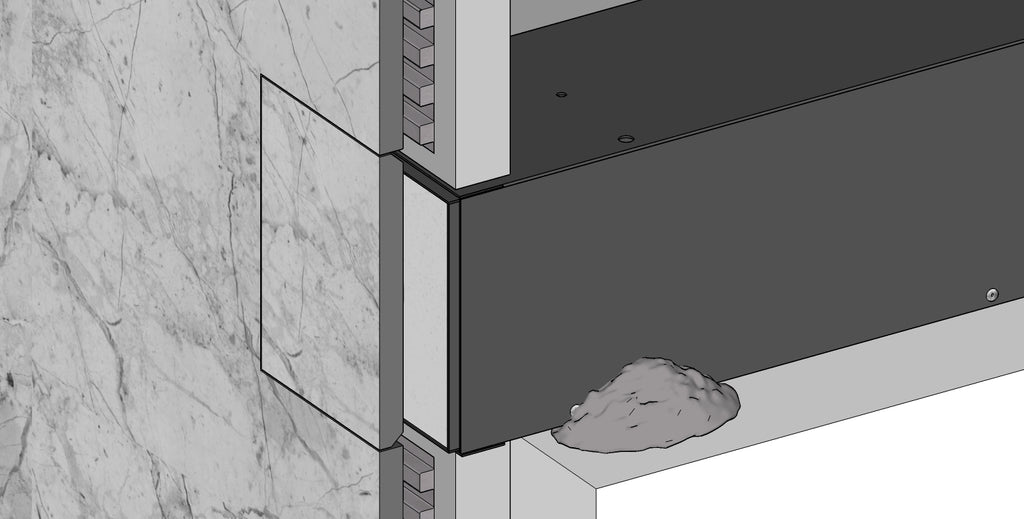 image about the ven'n fireplace drawer covered with techstone