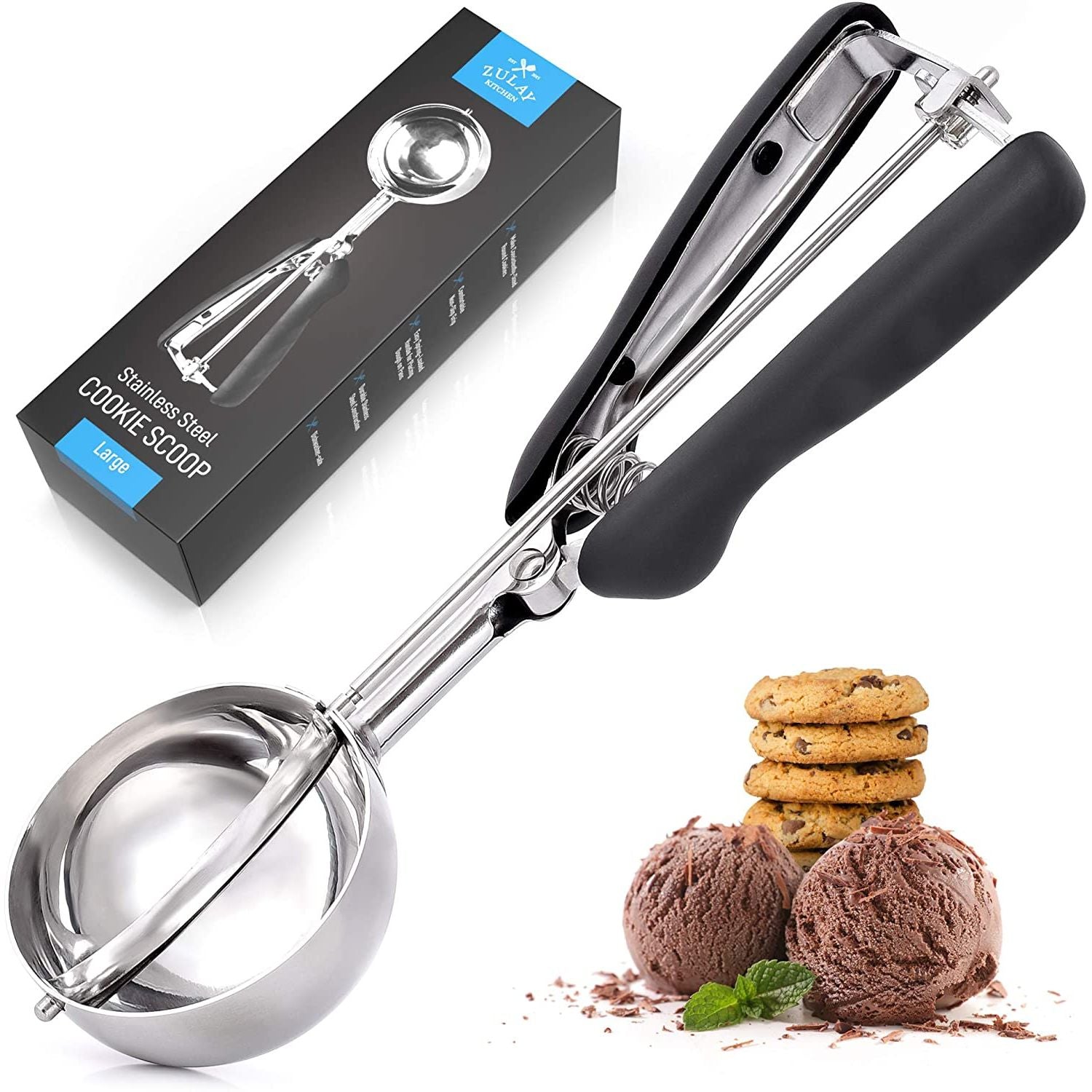 lulshou Ice Cream Scoop - Heavy Duty Ice Cream with Comfortable Non-Slip  Handle, Easy Release Metal Ice Cream Scoop Kitchen Tool for Dough, Gelat