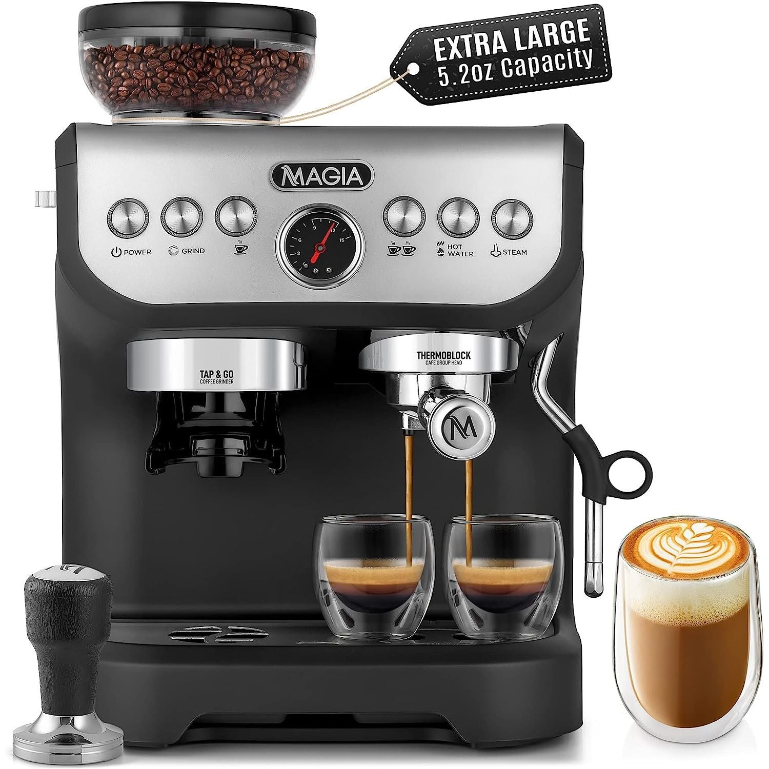  Zulay Magia - Máquina de café espresso súper automática -  Máquina de café espresso duradera con molinillo - Cafetera con pantalla  táctil de 7 pulgadas fácil de usar, 19 recetas de