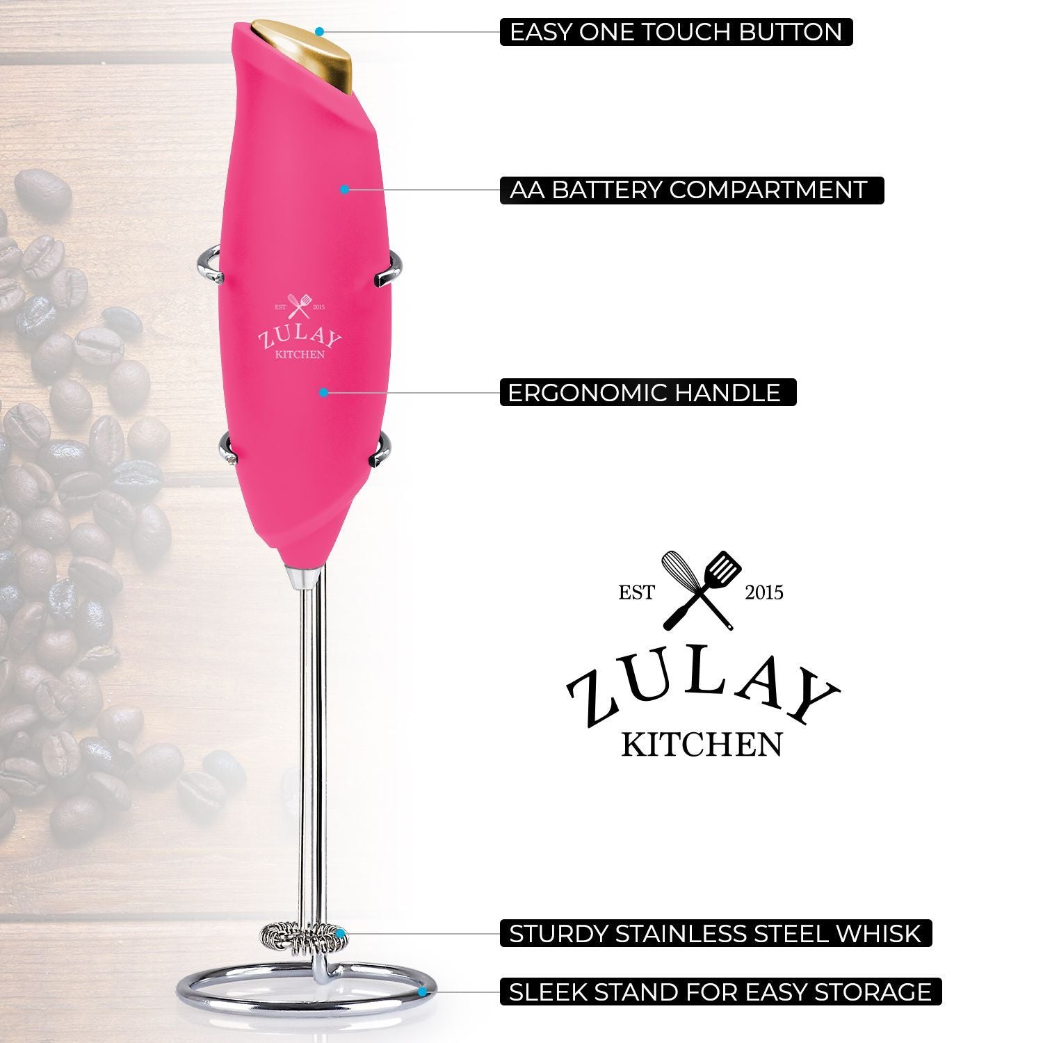 Zulay Kitchen Milk Frother Whisk Maker Batteries • Price »