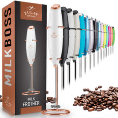 Milk Boss Milk Frother White with Gold