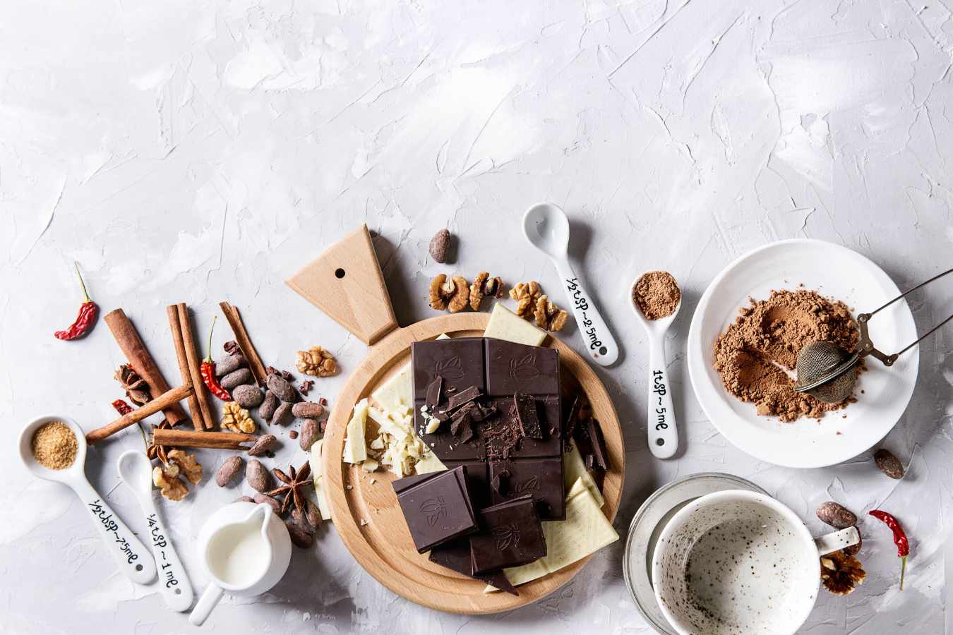 Ingredients to use for making Hot Chocolate with Cinnamon