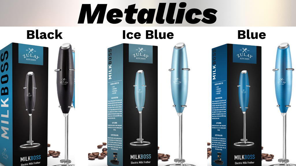 Zulay Kitchen Milk Frother - Metallic Ice Blue