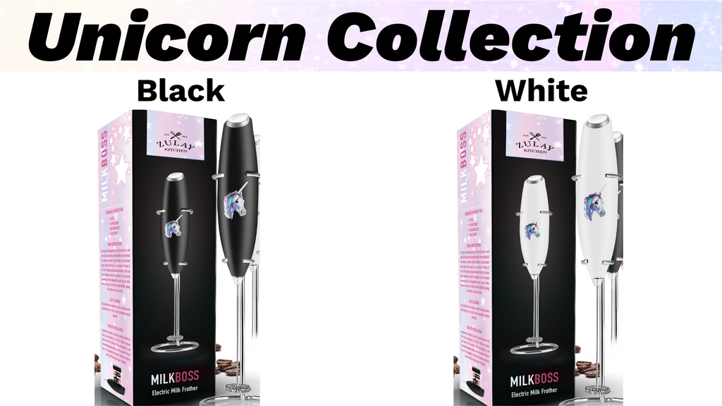 Zulay Kitchen Unicorn Black Milk Frother OG w Stand - Powerful