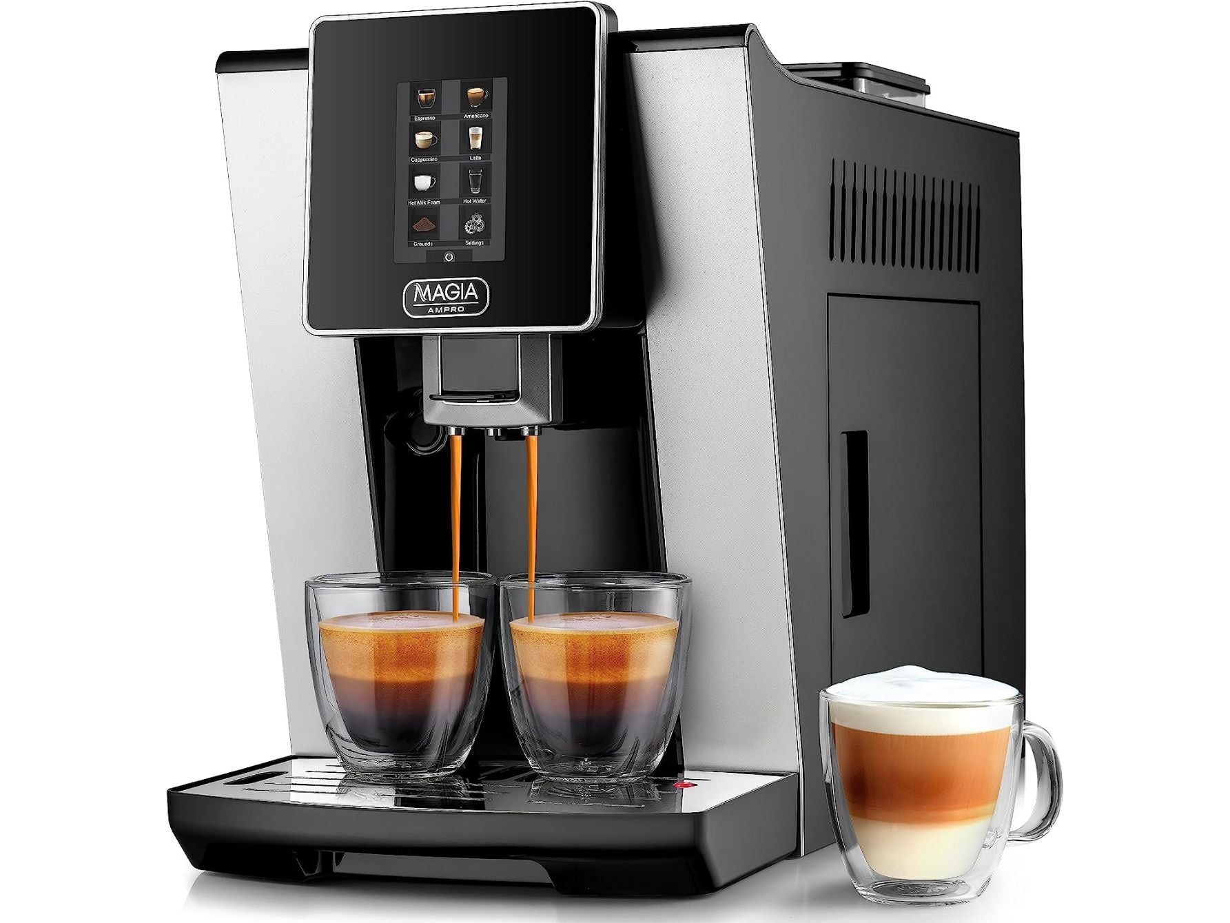  Zulay Magia Super Automatic Espresso Machine with Grinder - Espresso  Maker with Milk Frother & Insulated Milk Container- Cappuccino & Latte  Machine - Touch Screen, 19 Coffee Recipes, 10 User Profiles