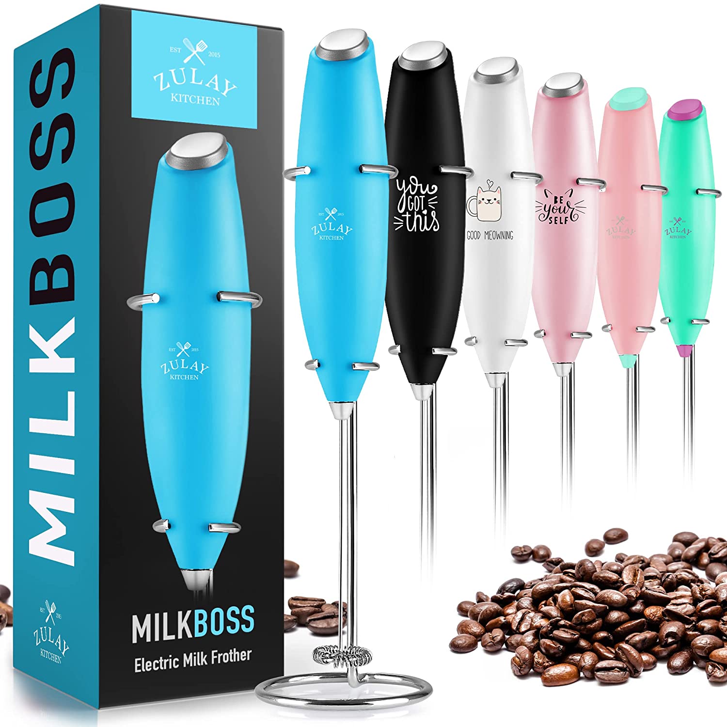 Zulay Kitchen Milk Boss Powerful Milk Frother Handheld With Upgraded  Holster Stand - Silver, 1 - Smith's Food and Drug