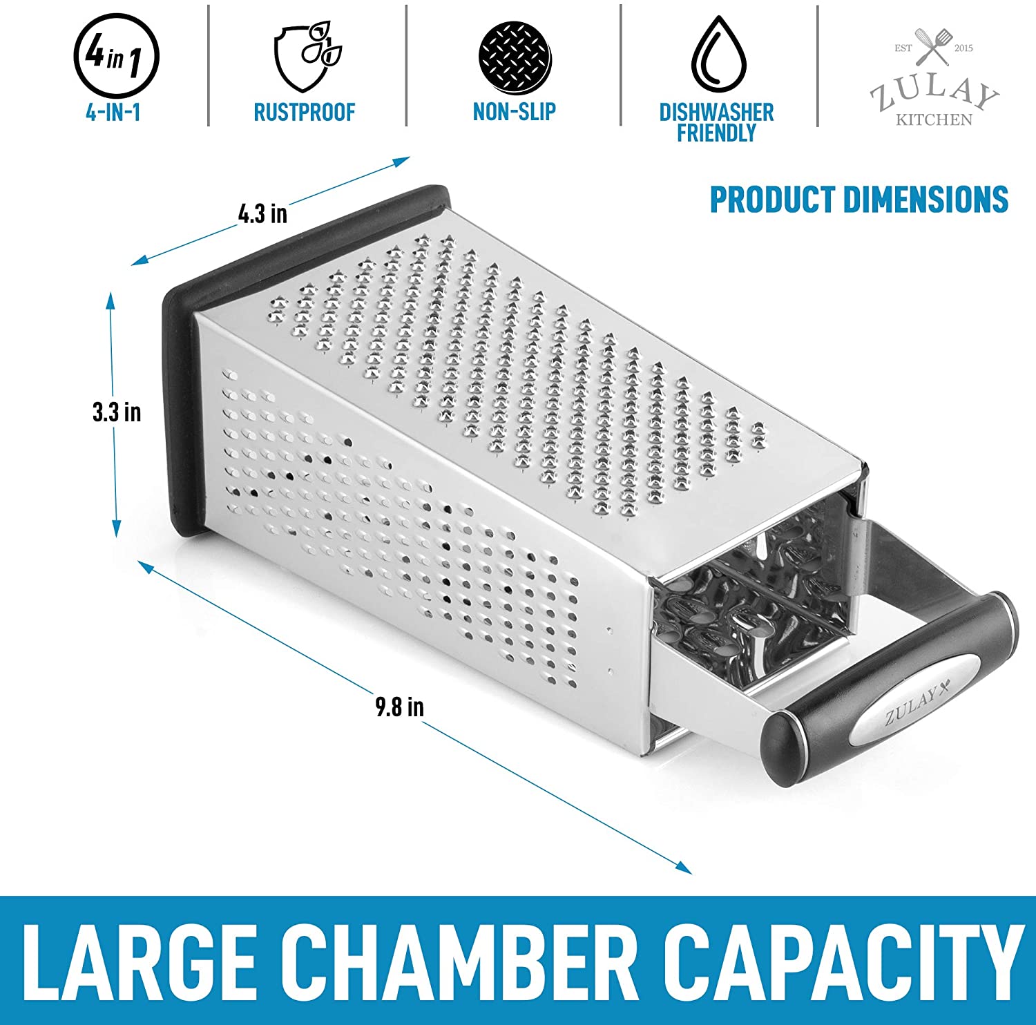 Stainless Steel Cheese Grater - 3 Sided – Jean Patrique
