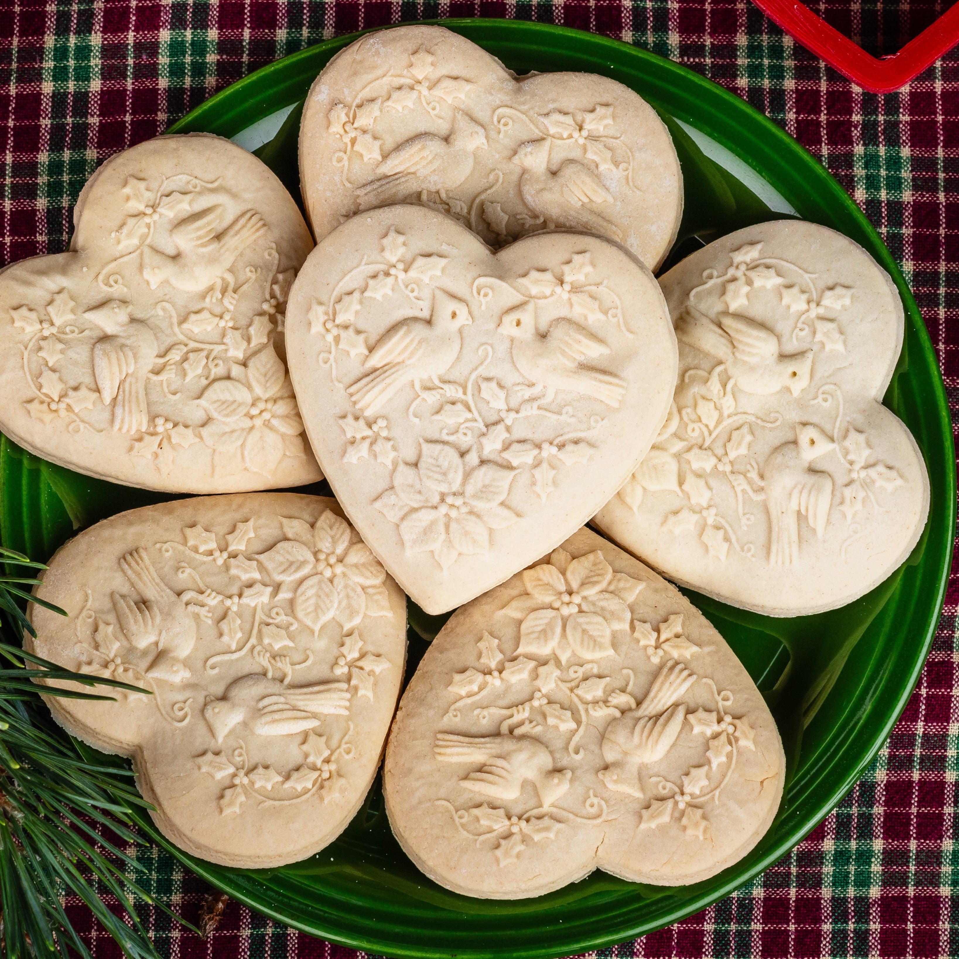 Cardinals Christmas Heart Springerle Cookie Mold