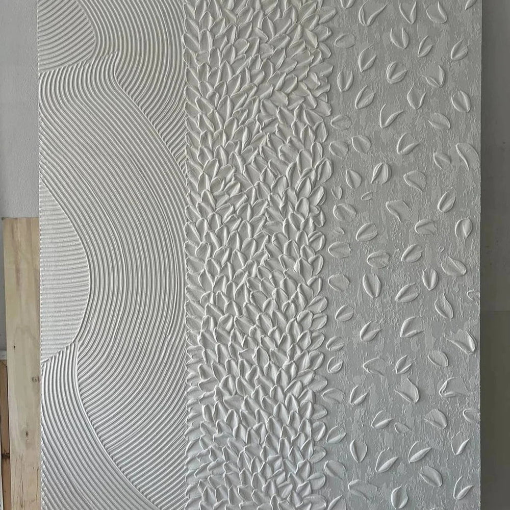 White Lines Petals Textured Wall Art