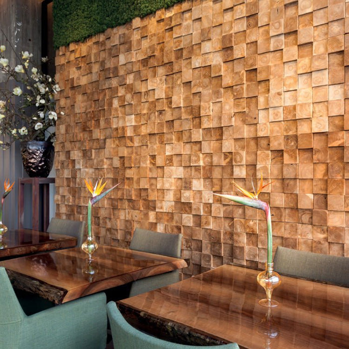 Cabo Cube Wood Mosaic Wall Panel