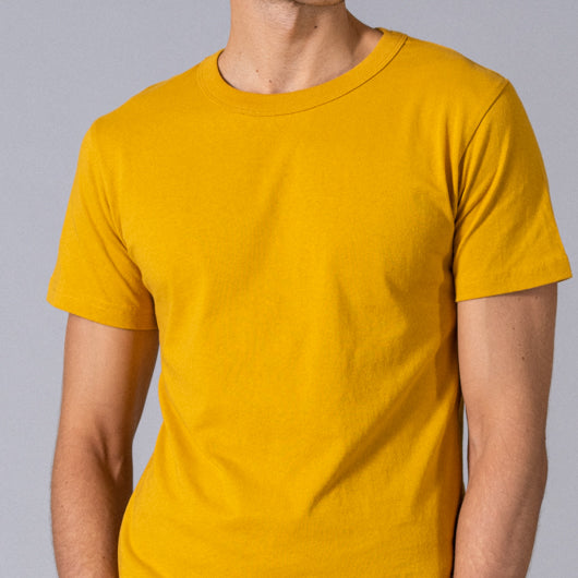 Yellow ochre mustard yellow round neck t-shirt – Minizmo