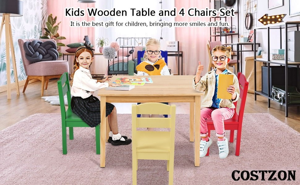 wooden table and chairs for kids