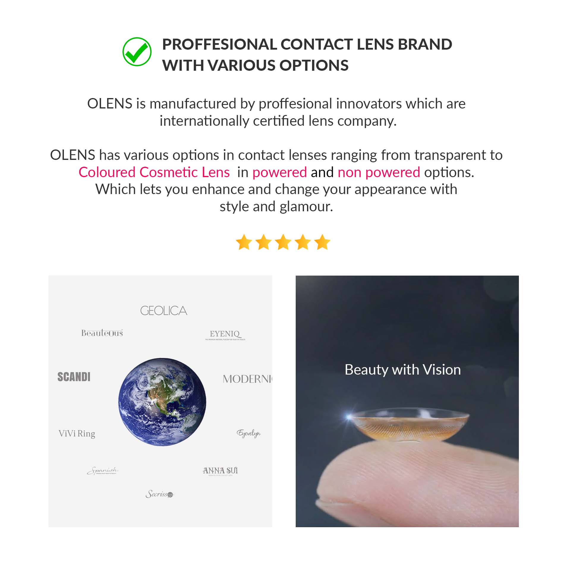 OLENS Premium Blue Color Contact Lenses | Monthly Disposable