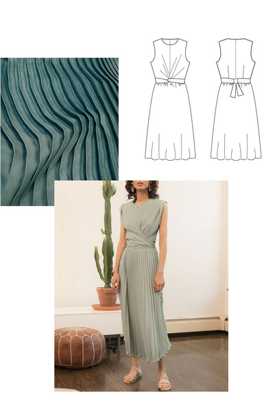 Coudre une robe plissée vert d'eau avec les patrons à personnaliser Atelier Charlotte Auzou