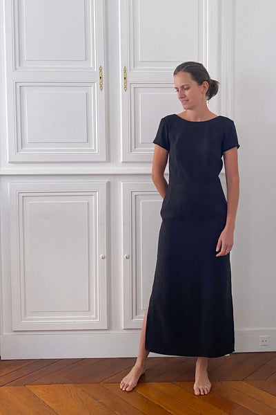 Patron de couture de robe cintrée longue droite sur-mesure par Atelier Charlotte Auzou