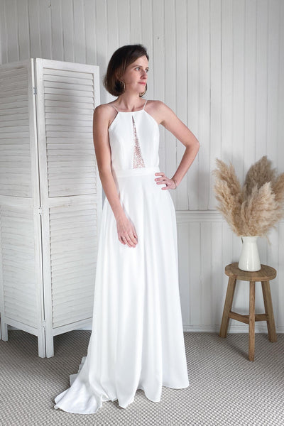 Coudre une robe de mariée à emmanchures américaines avec les patrons et l'ebook Atelier Charlotte Auzou