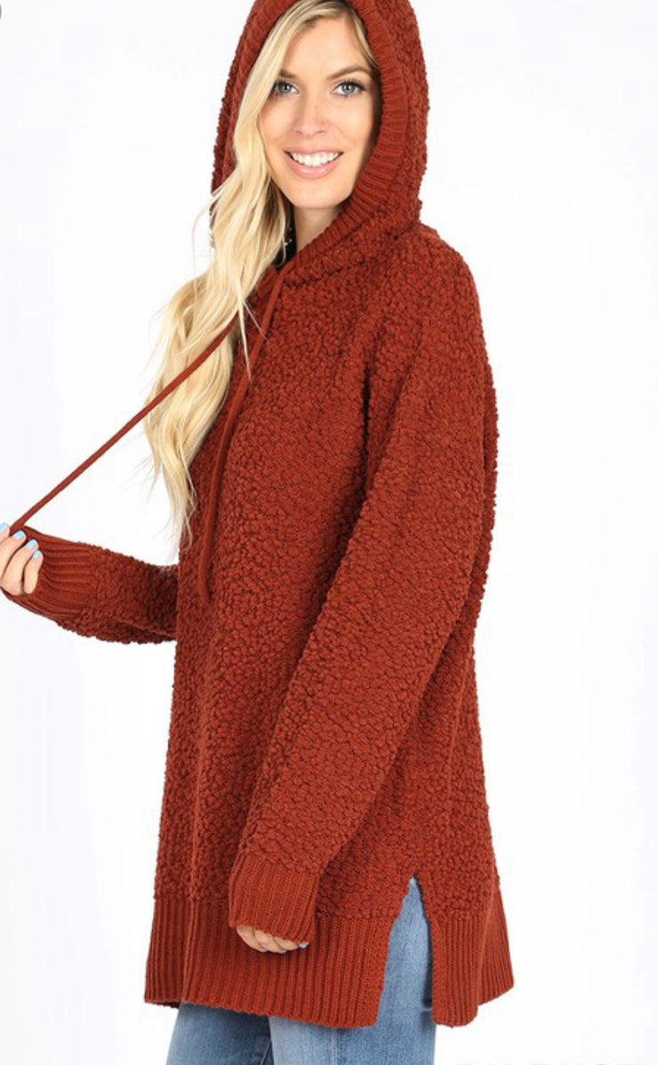 popcorn hooded sweater