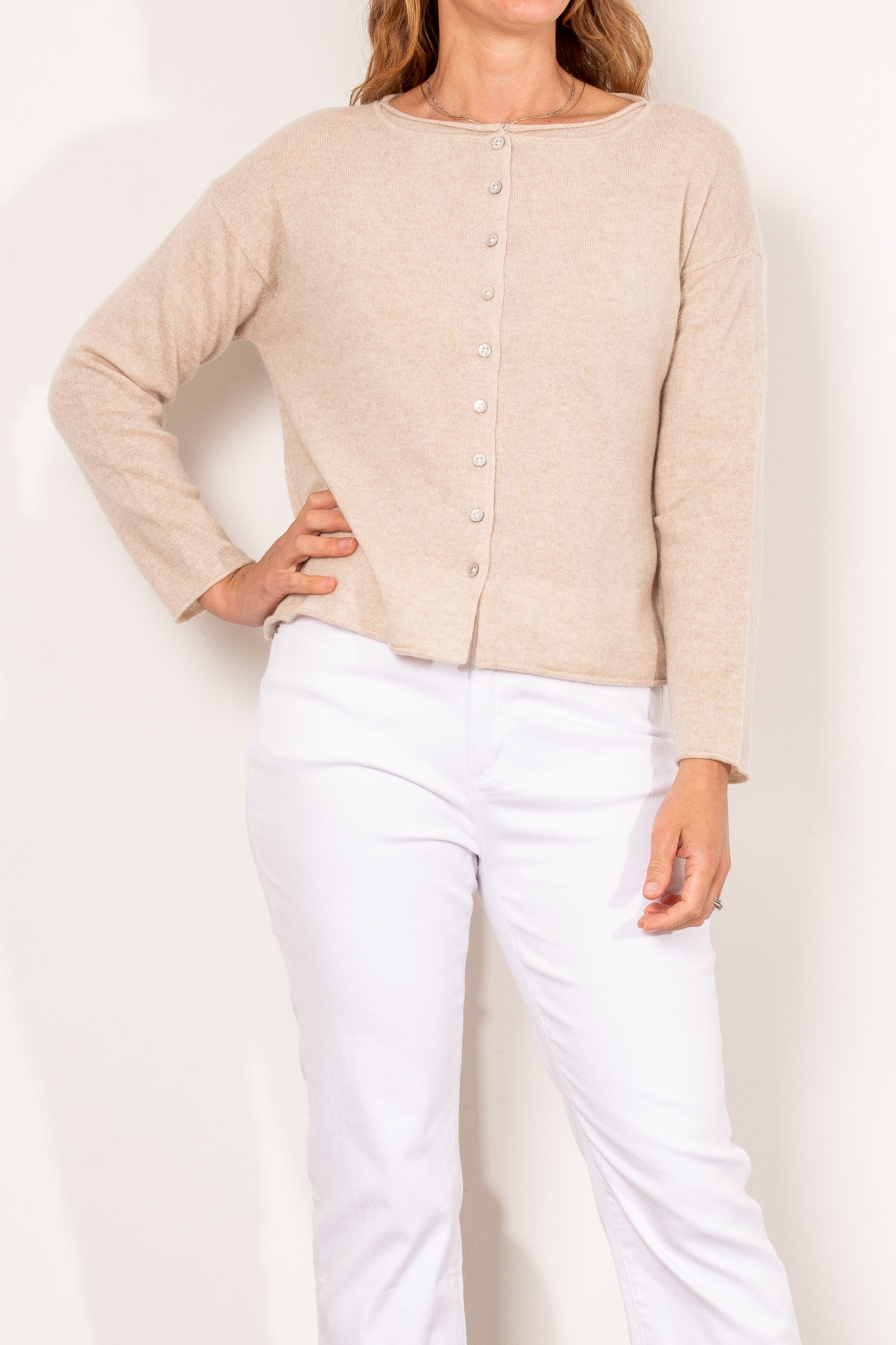 Mia Fratino Cashmere Reverse Button Cardi