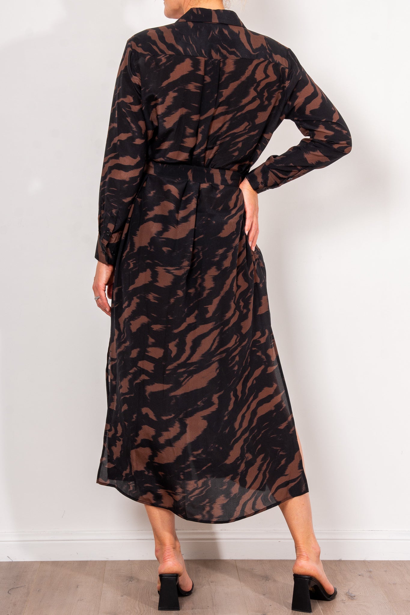 Mela Purdie Tie Shirt Dress Shadow Print Silk