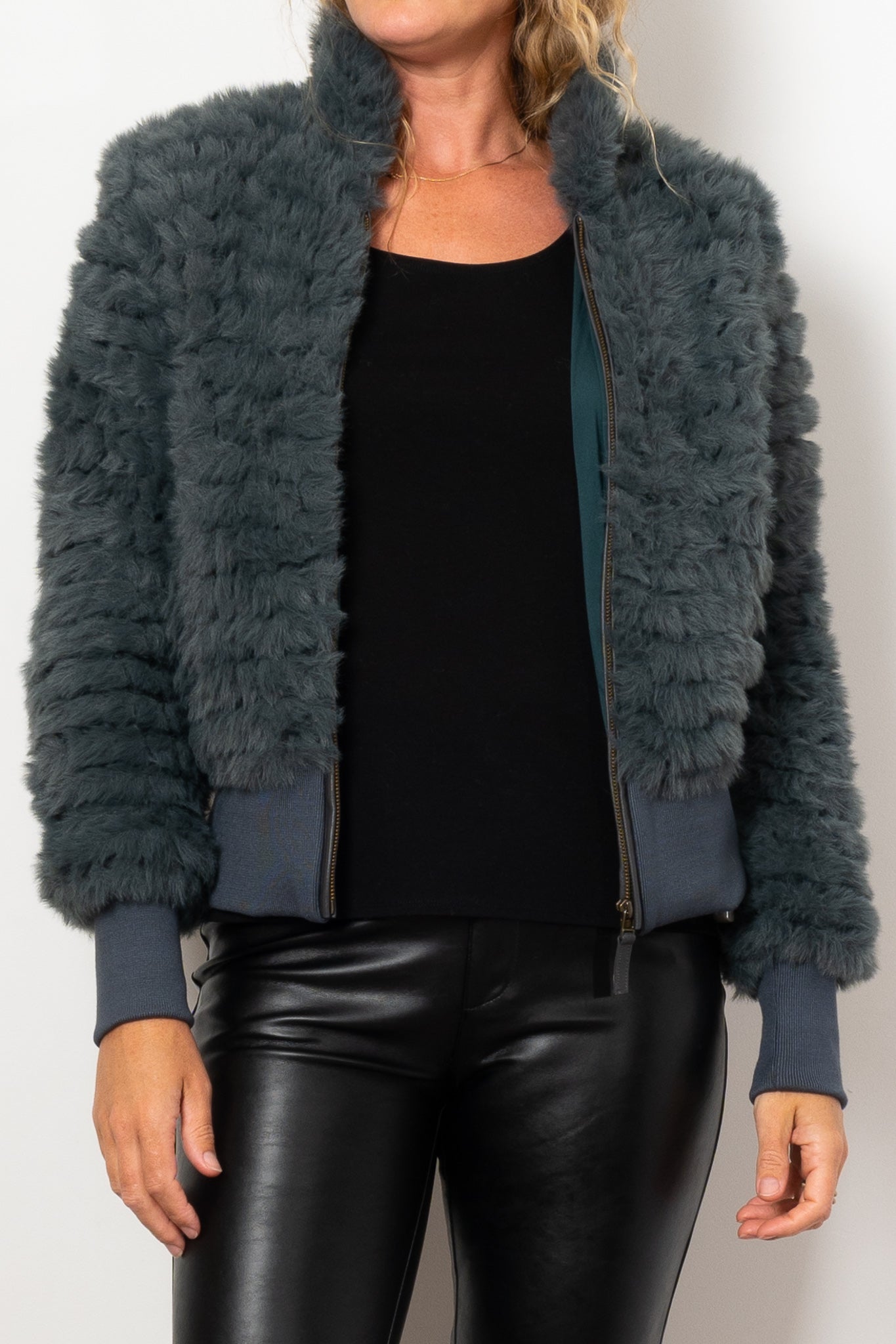 Once Was Novella Faux Fur Bomber Jacket