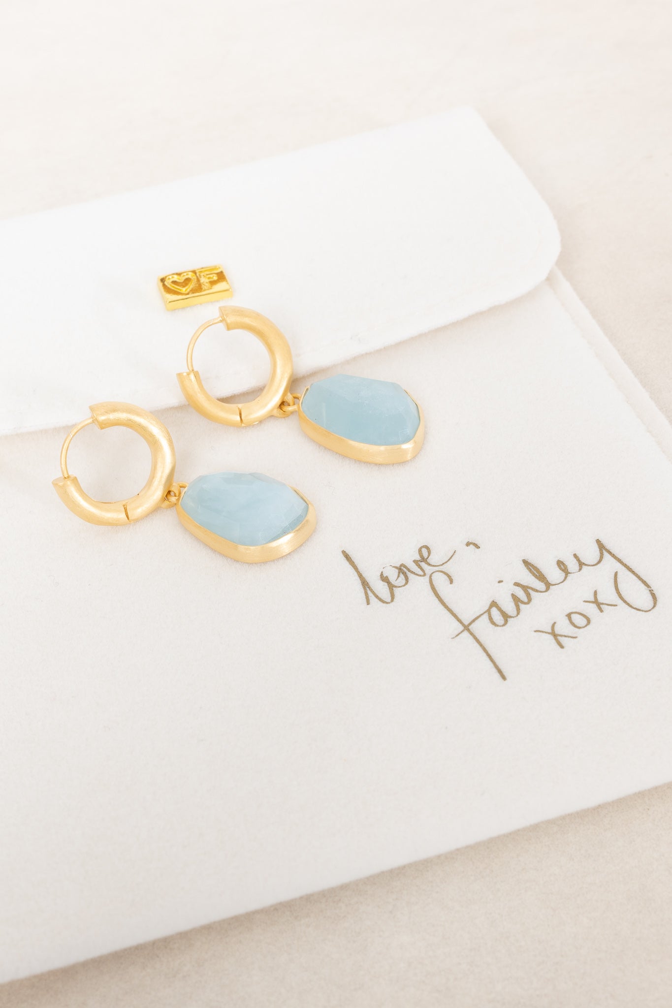 FAIRLEY Free Form Aquamarine Hoops