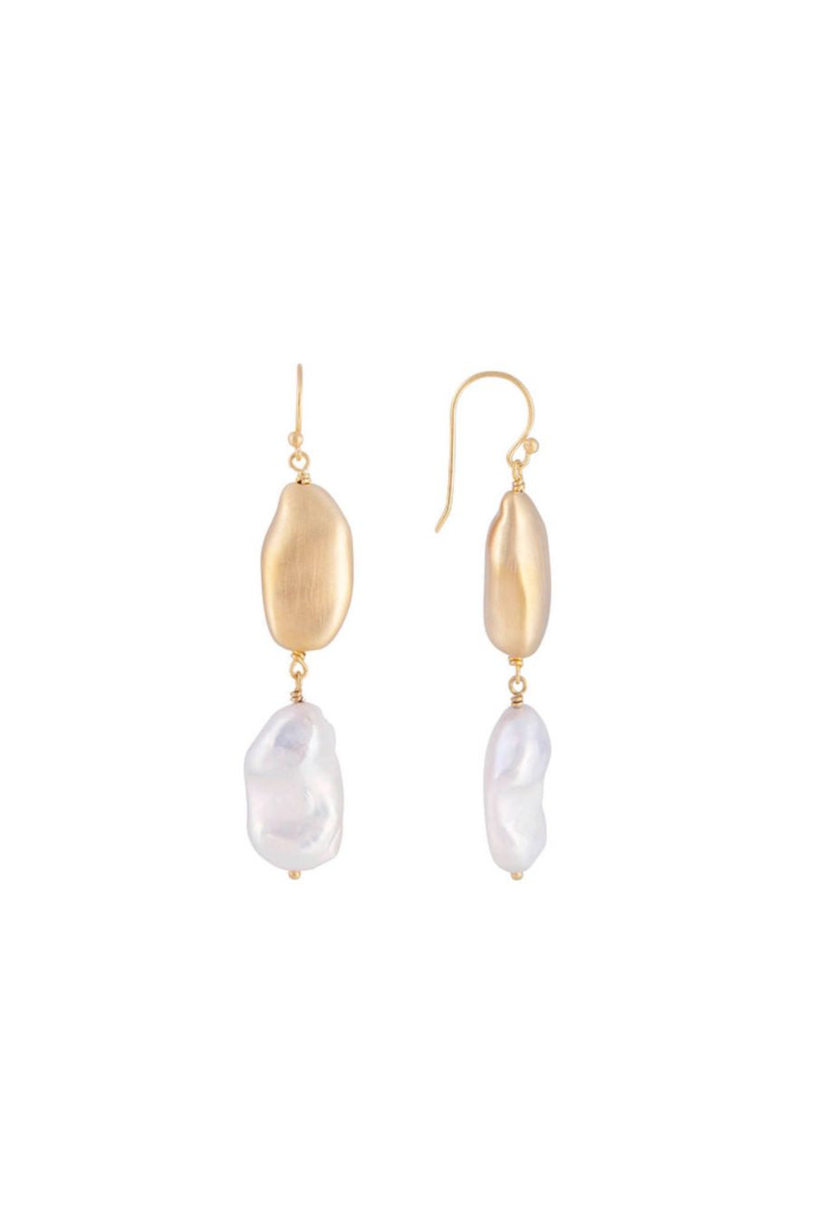 FAIRLEY Gold Keshi Pearl Earrings