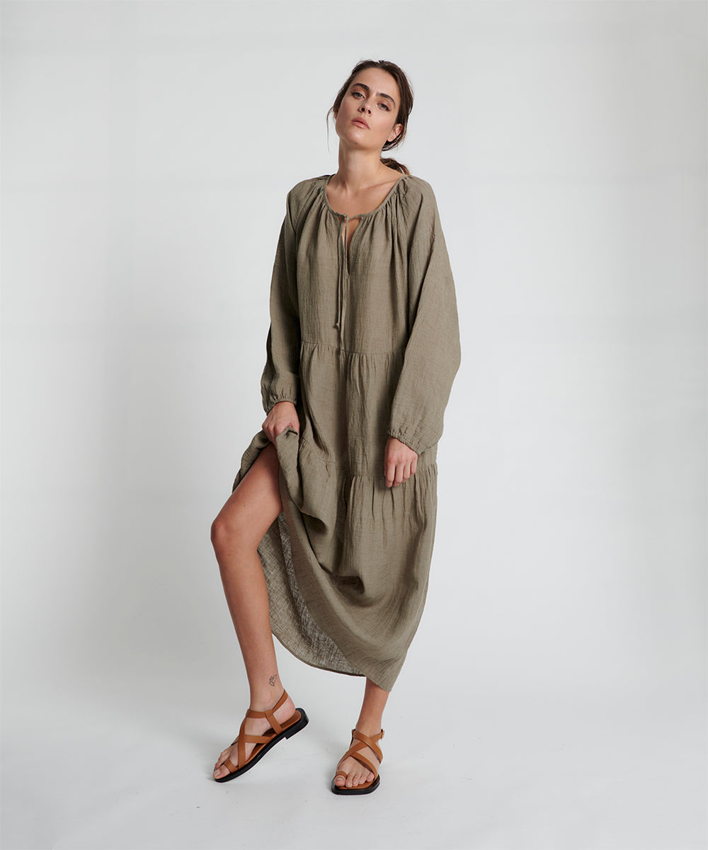 In the Sac Linen Ayra Tiered Dress